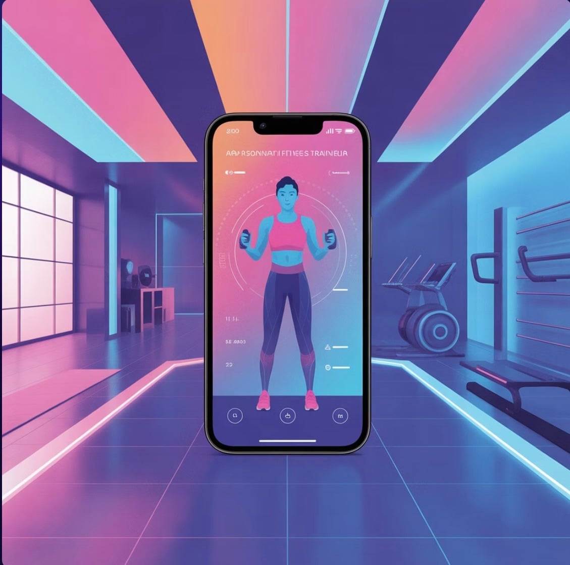 Vizuál fitness aplikácie z AI prezentácie